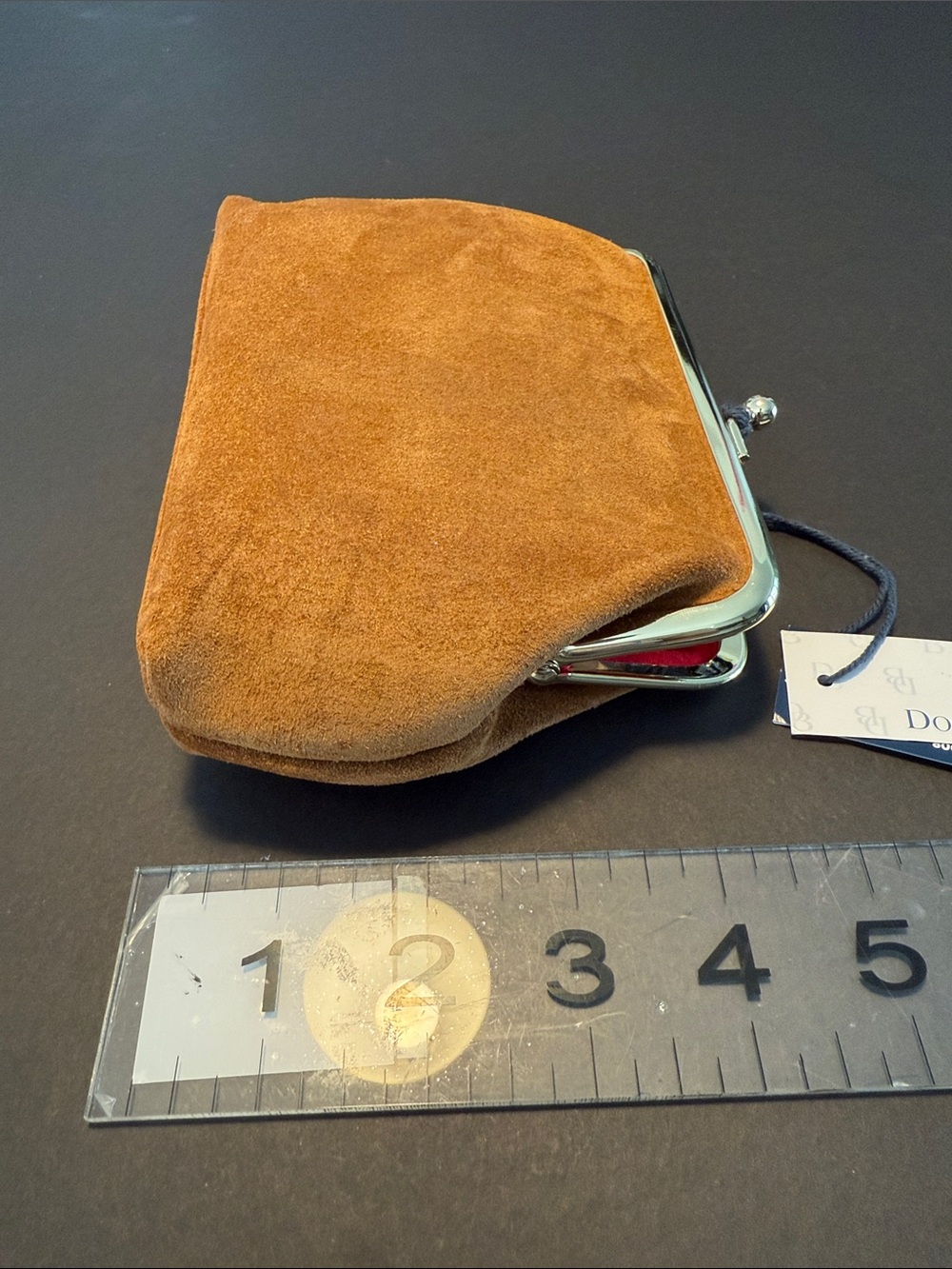 Dooney & Bourke Tan Suede Small Kiss-Lock Coin Pouch New - Picture 7 of 10